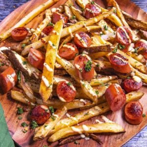 Papas Fritas con Salchicha